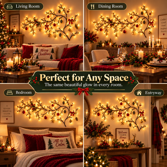 Branch lights in a living room, dining room, bedroom and entryway